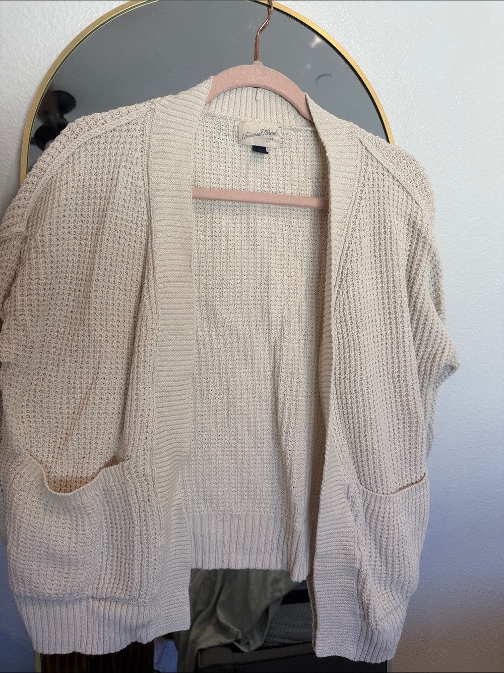 Universal Thread Cream Open Cardigan with Front Pockets